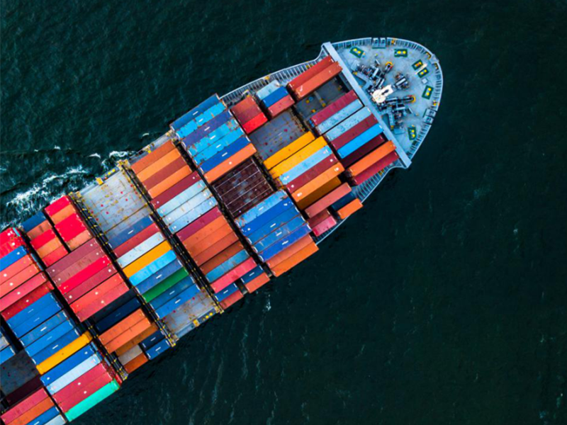 Container vessel aerial view
